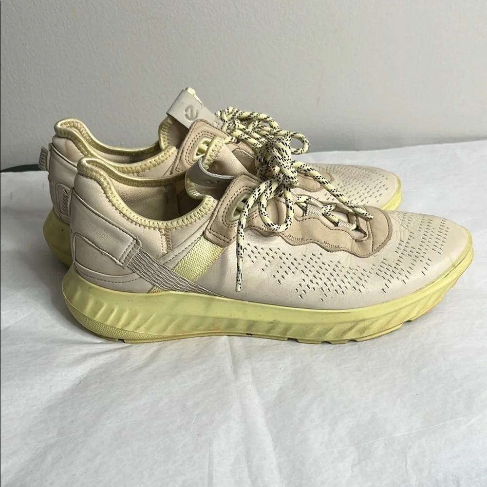 Beige and Yellow Athletic Sneakers